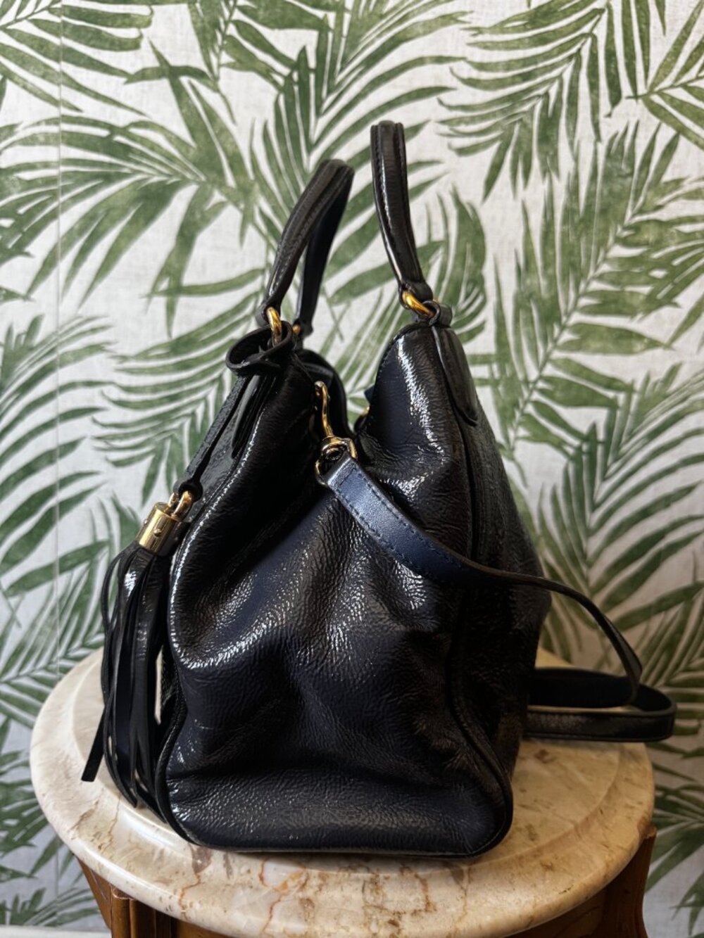 GUCCI Soho Patent Leather GG Embossed Tote / Shoulder Bag – Tassel Zip - Picture 3 of 12